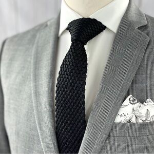 Men's Black Textured Knit Necktie